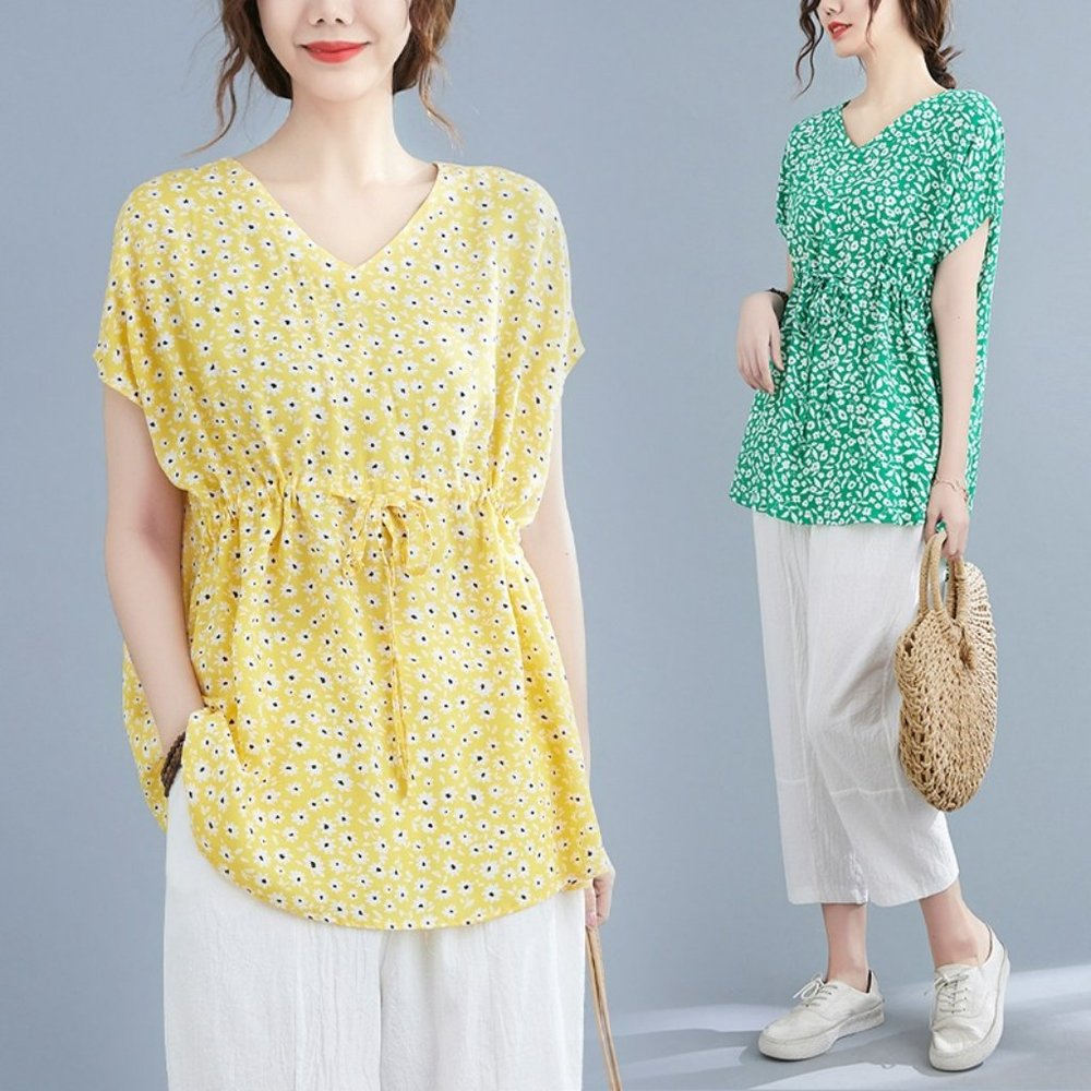Cotton Linen Tops for Women, Printed Tops Casual Women Summer, Cotton Linen Tops